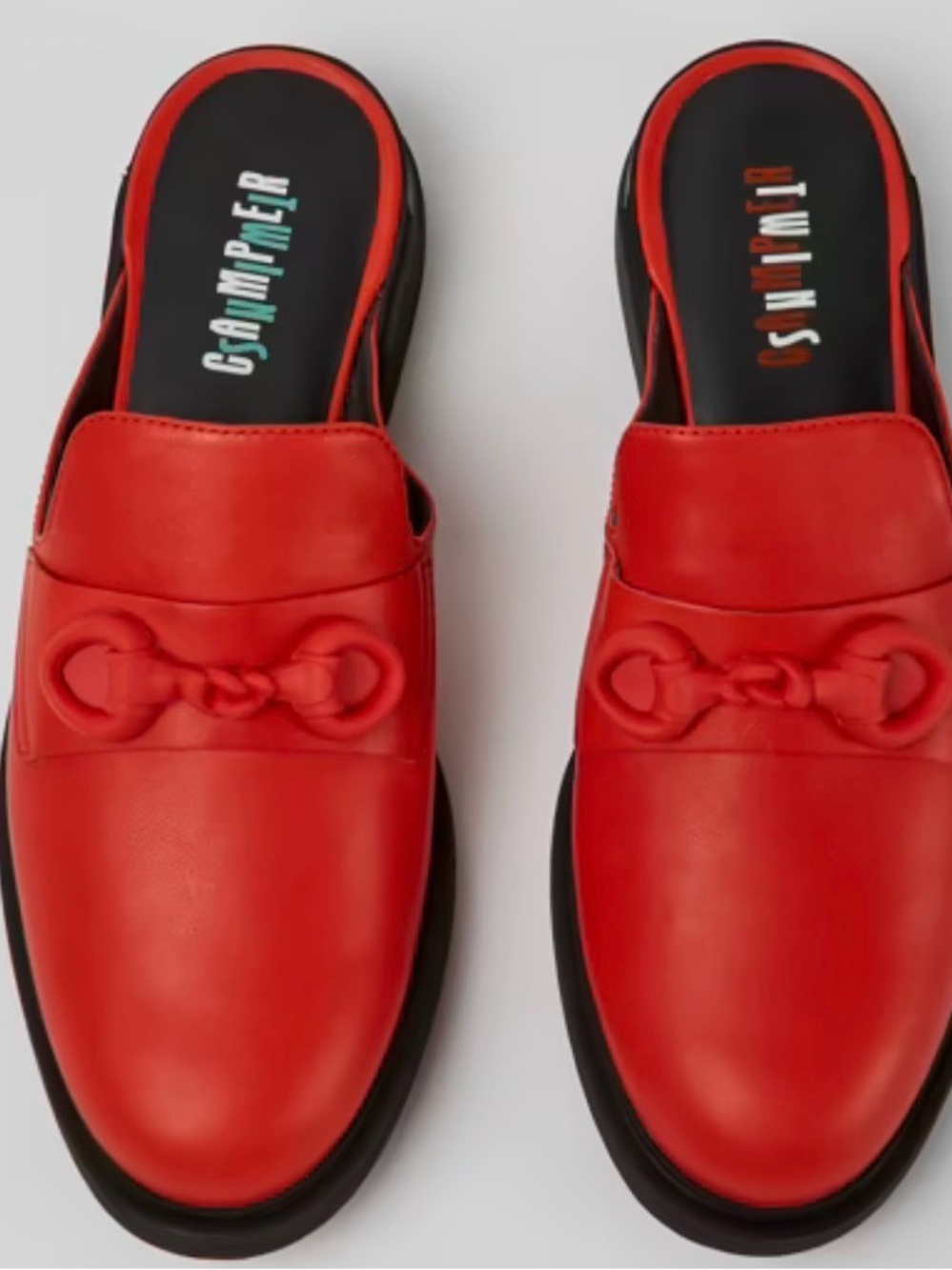 NWOT Camper Red Leather Slip-On Bit Loafers for Women
